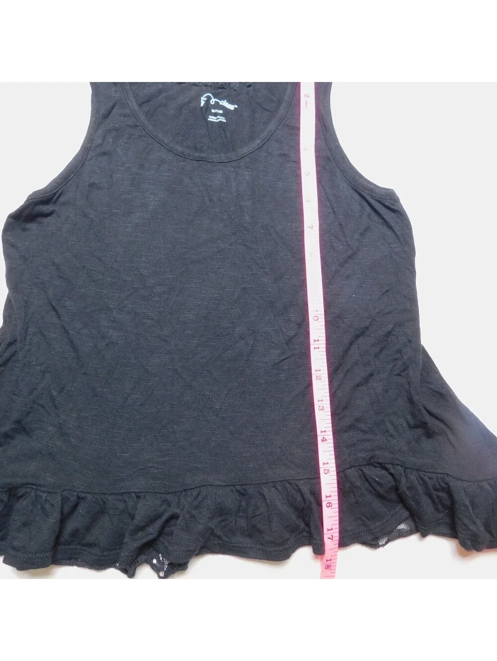 Art Class Girls Black Tank Top Size M 7/8 Crochet Lace Trim Ruffle Hem Camisole